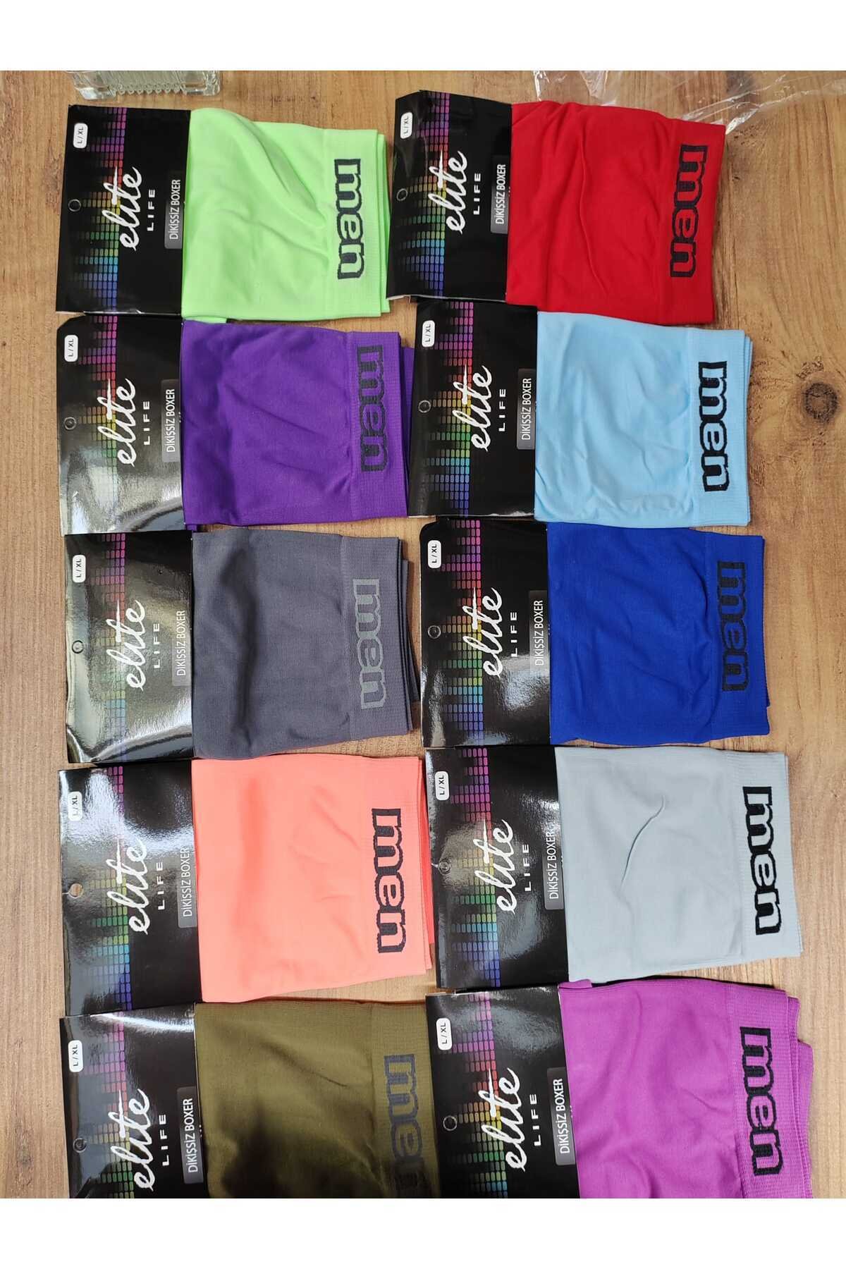 Erkek Dikişşiz Boxer Karışık Renk Pakete 10 Adet