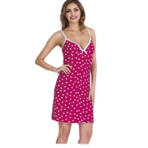 Kadın Pembe Puantiyeli Askılı Tunik Gecelik