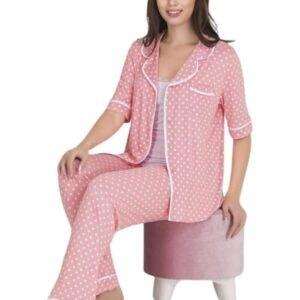 Pembe Puantiyeli Pijama Takımı